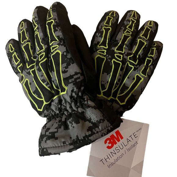3M Thinsulate BOYS Skeleton Ski Gloves SZ 4-7 - Picture 1 of 4